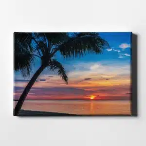 Canvasdoek zonsondergang palmboom
