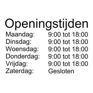 Openingstijden sticker basis